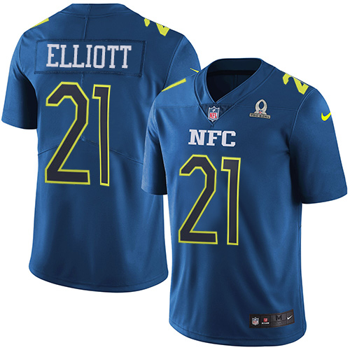 Nike Cowboys #21 Ezekiel Elliott Navy Men's Stitched NFL Limited NFC Pro Bowl Jersey - Click Image to Close